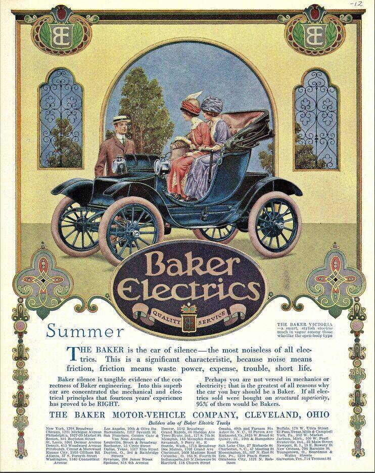 Period-style 1912 Baker Electric Victoria illustration; it matches the year and Victoria body type, but it is not documented as White House chassis 7816, so the individual car remains representative.