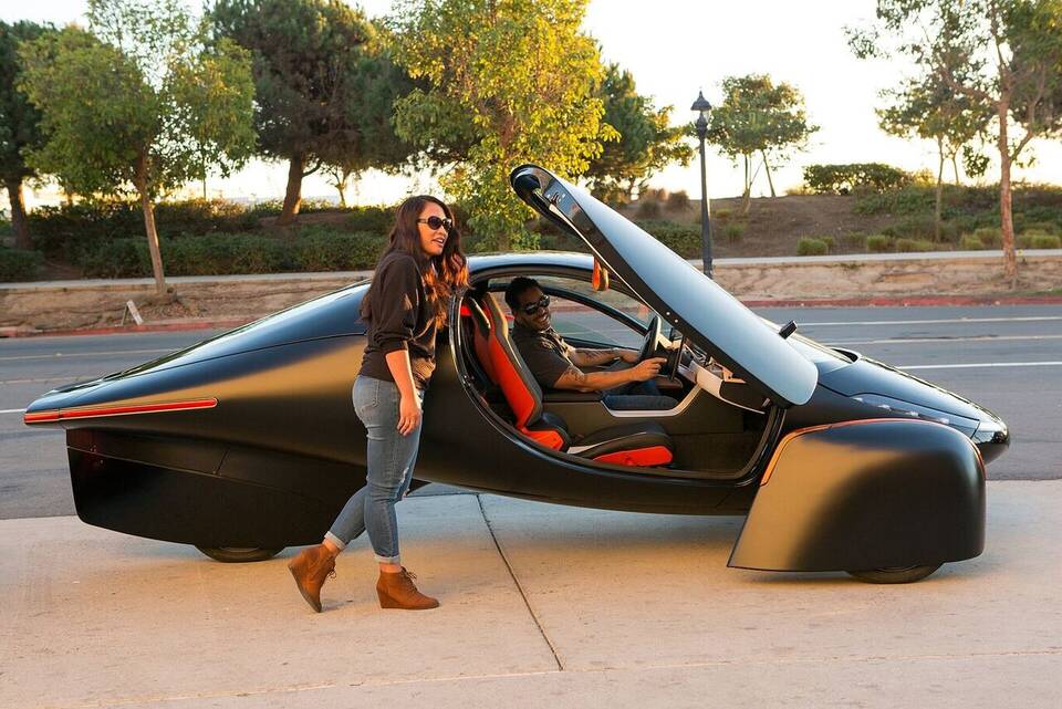 Officially identified 2020 Paradigm Edition first prototype, not the 2026 Launch Edition production-intent validation vehicle; used only as an earlier representative Aptera prototype with the generation gap explicit.
