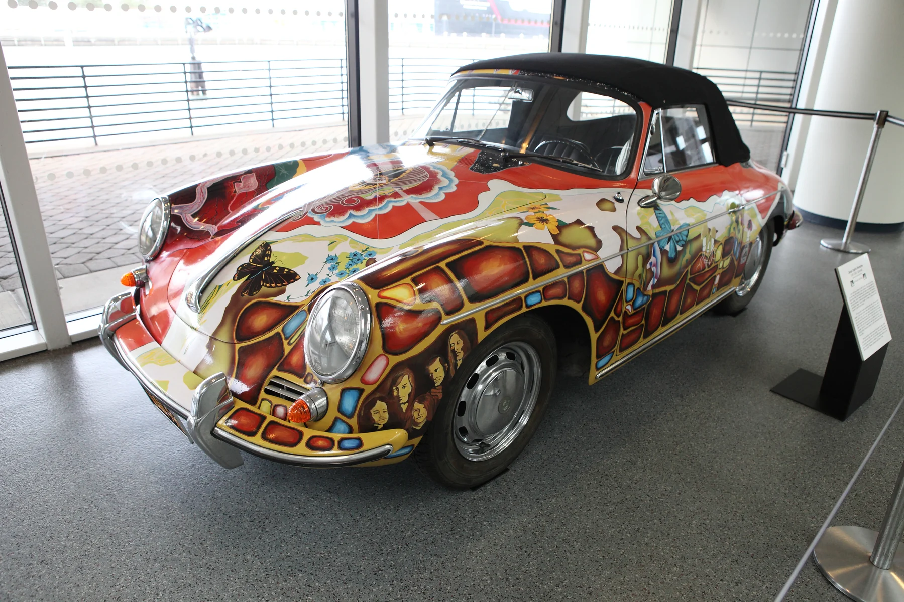 Joplin’s actual Porsche, chassis 160371, at the Rock and Roll Hall of Fame in December 2014. The mural is a later recreation.
