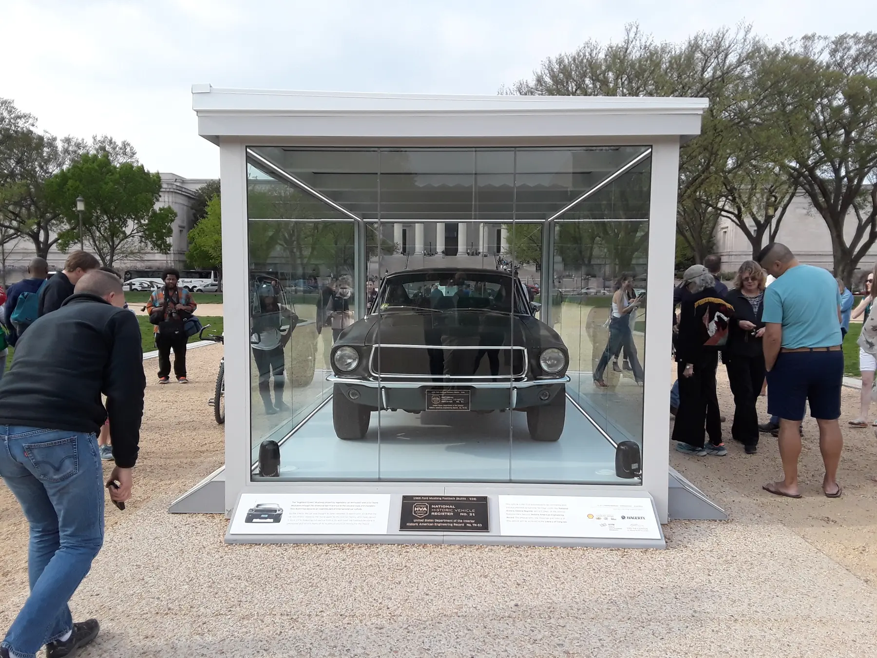 The actual Bullitt hero Mustang on National Historic Vehicle Register display in Washington, April 22, 2018.