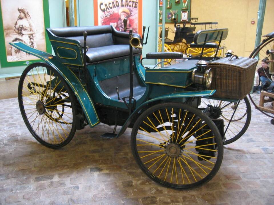 Commons identifies the museum vehicle as a Peugeot Type 3 and places the file in the 1891 Peugeot automobiles category; the profile covers the 1891 four-seat Type 3.